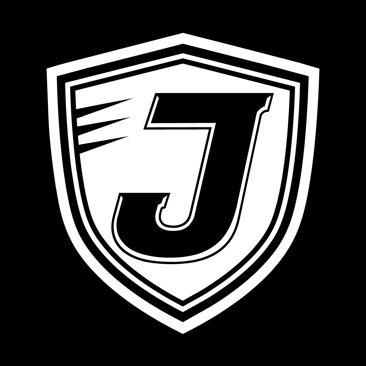 One-color white Super J shield on black